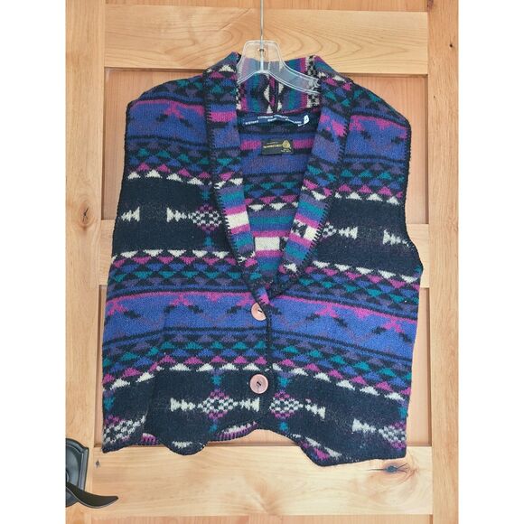 Common Threads 100% Wool Southwestern Button Vest LARGE Cottagecore Grandmacore - Picture 8 of 8